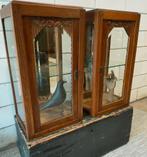 Vintage/Art deco set eiken vitrinekasten, jaren '20-'30, Glas, Minder dan 100 cm, 25 tot 50 cm, Minder dan 50 cm