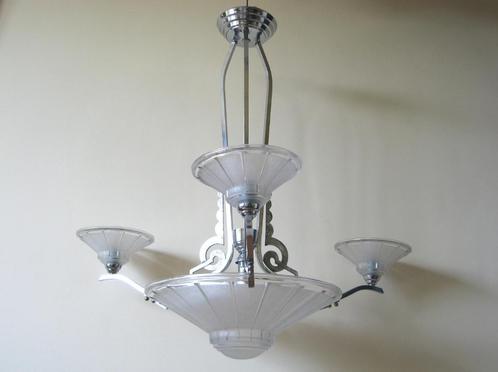 Art Deco lamp jaren 30 chroom nikkel messing glas staand, Antiek en Kunst, Antiek | Lampen, Ophalen