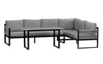 hoek lounge diningset aluminum frame zwart/zand kleurig, Ophalen of Verzenden, Loungeset, Bank, 7 zitplaatsen
