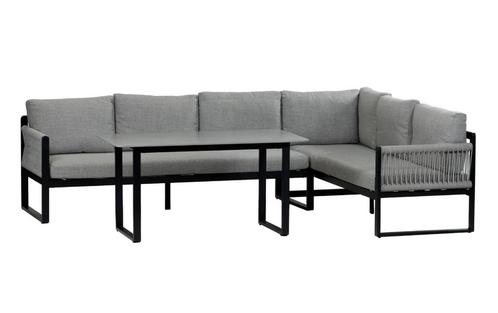 hoek lounge diningset aluminum frame zwart/zand kleurig, Tuin en Terras, Tuinsets en Loungesets, Nieuw, Loungeset, Aluminium, 7 zitplaatsen