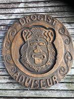 Vintage houten reclamebord drogist drogisterij gaper, Ophalen of Verzenden, Gebruikt, Reclamebord