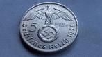 WO2 5 Reichsmark 1938D zilver nazi duitsland., Postzegels en Munten, Munten | Europa | Niet-Euromunten, Ophalen of Verzenden, Duitsland