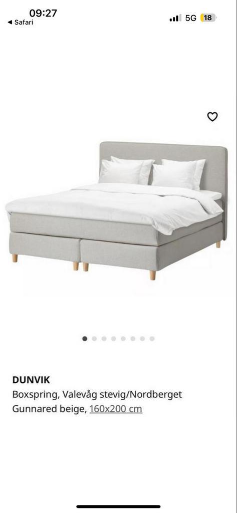 Ikea Dunvik Bed 160x200 + Matras, Hoofdbord & Bekleding, Huis en Inrichting, Slaapkamer | Bedden, Zo goed als nieuw, Tweepersoons