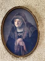 Reproductie Schilderij Oude Vrouw, Mogelijk Rembrandt Stijl,, Antiek en Kunst, Ophalen of Verzenden