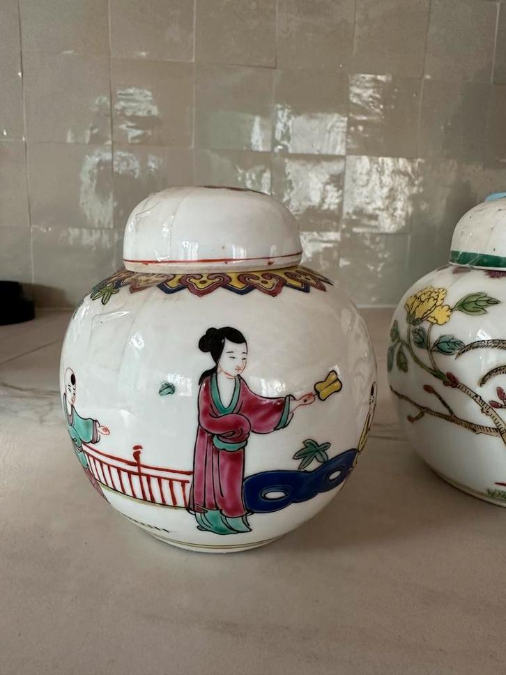 2x Antieke Chinese Gemberpot, Antiek en Kunst, Antiek | Keramiek en Aardewerk, Ophalen of Verzenden