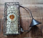 Hanglamp van glas metaal en soort riet / rotan, Ophalen, Gebruikt