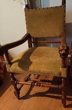 Herenstoel met leeuwenkoppen mancave herenkapper antiek, Ophalen