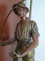 Bronzen visser lamp, Ophalen of Verzenden, Brons