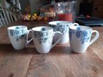 Servies AH albert heijn wit -bloem- groen-blauw 4x, Ophalen of Verzenden, Zo goed als nieuw, Overige stijlen, Kop(pen) en/of Schotel(s)
