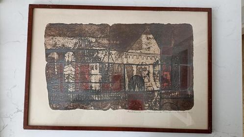 vintage kunstwerk litho Anne Huitema ingelijst, Antiek en Kunst, Kunst | Litho's en Zeefdrukken, Ophalen of Verzenden