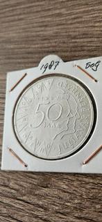 Zilveren 50 gulden 1987 FDC Juliana en bernhard, Postzegels en Munten, Munten | Nederland, Koningin Beatrix, Zilver, Ophalen of Verzenden