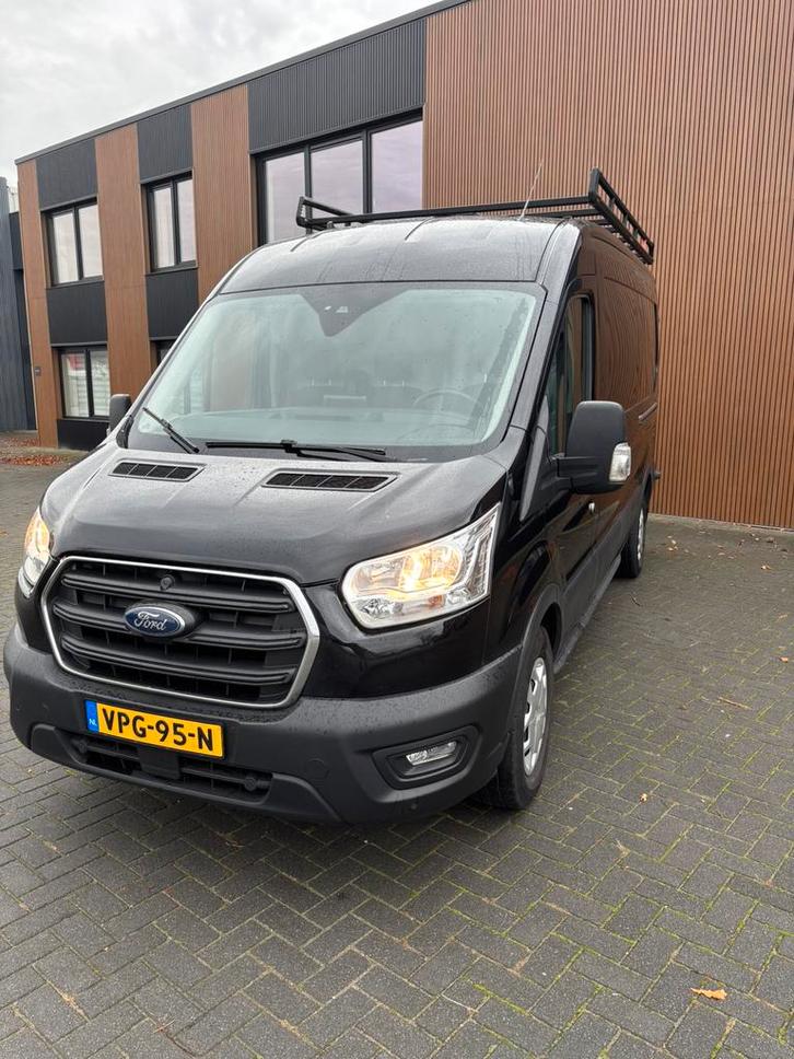 Ford Transit GB 350 L3h2 Tdci 170pk FWD Aut 2022 Zwart, Auto's, Bestelauto's, Bedrijf, ABS, Achteruitrijcamera, Airbags, Alarm