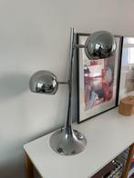 Space age eyeball tafellamp chroom jaren 70 met trompetvoet, Huis en Inrichting, Ophalen of Verzenden, Gebruikt, Metaal, 50 tot 75 cm