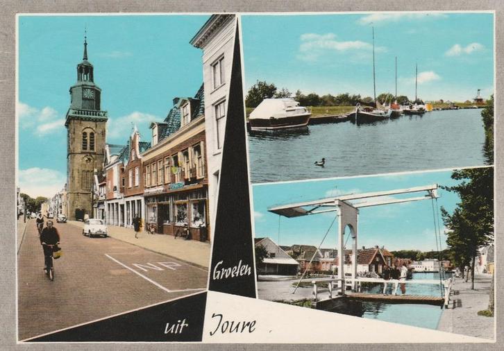JOURE Centrum Kerk Haven Brug Groeten, Verzamelen, Ansichtkaarten | Nederland, Gelopen, Friesland, 1960 tot 1980, Verzenden