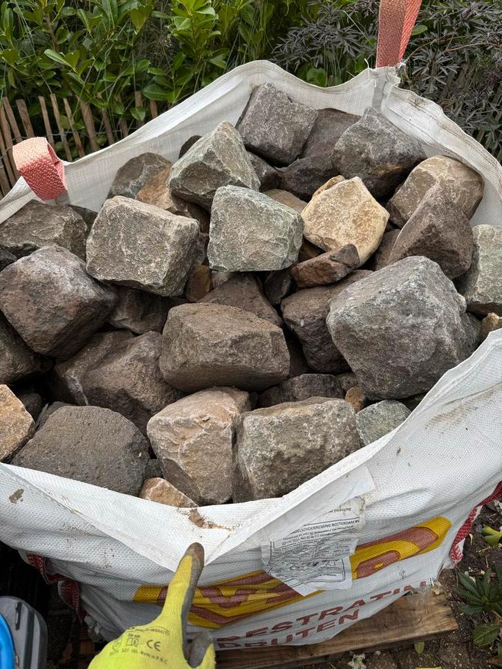 Grote zak met kasseien, Tuin en Terras, Grind, Keien en Split, Gebruikt, Kei, Grijs, Overige materialen, Ophalen