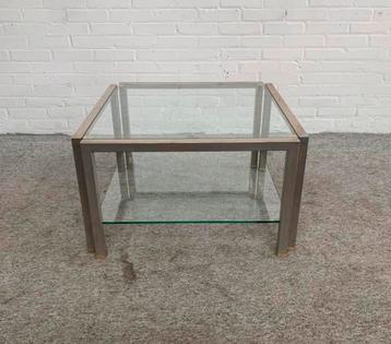 Tafel Vintage glazen salontafel van Peter Ghyczy, 1980. beschikbaar voor biedingen