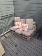 Pallet bank met kussens, Ophalen of Verzenden, Zo goed als nieuw, Hout, Bank