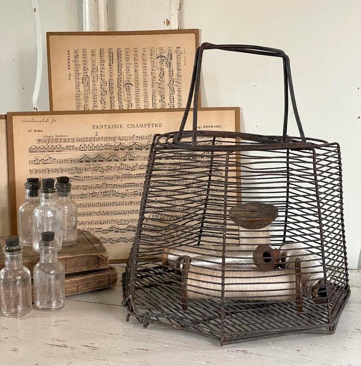 Brocante oude Franse draad eiermand, Antiek en Kunst, Curiosa en Brocante, Ophalen of Verzenden