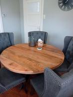 Eetkamer tafel rond 130 cm mangohout, Ophalen, Landelijk modern, Rond, Zo goed als nieuw