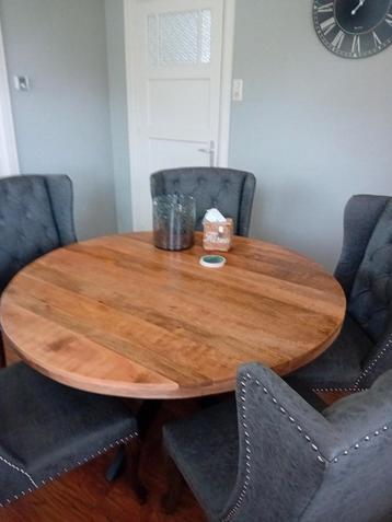 Eetkamer tafel rond 130 cm mangohout  beschikbaar voor biedingen