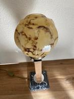 Vintage Art Deco Lamp met Marmeren Voet, Ophalen of Verzenden, Gebruikt, Glas, Minder dan 100 cm