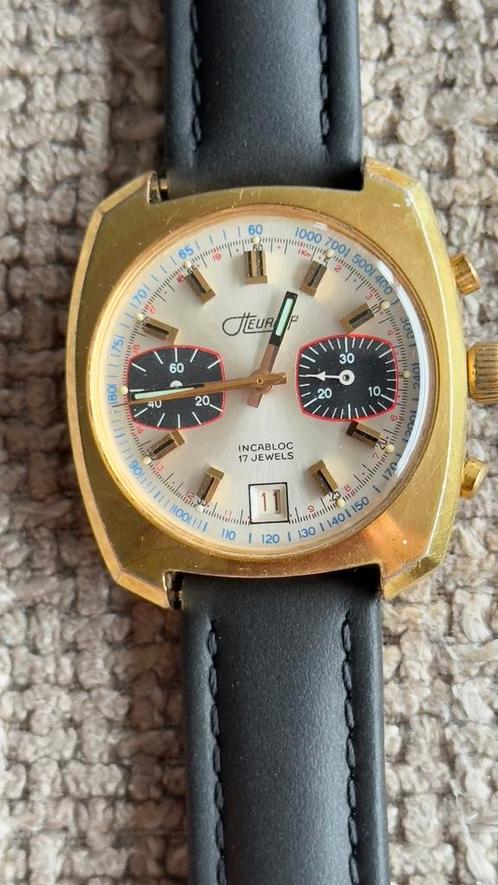 Vintage Heuralp horloge chronograaf, Sieraden, Tassen en Uiterlijk, Horloges | Heren, Gebruikt, Polshorloge, Overige merken, Staal
