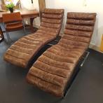 Set retro design lederen lounge chairs / ligstoelen (2014), Huis en Inrichting, Banken | Sofa's en Chaises Longues, Minder dan 150 cm