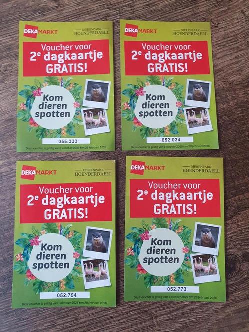 4 vouchers voor 2de dagkaart gratis Hoenderdaell, Tickets en Kaartjes, Recreatie | Dierentuinen