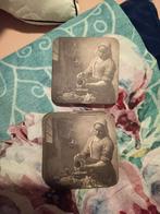 Vintage Onderzetters met Melkmeisje, Ophalen of Verzenden, Gebruikt, Glas of Kopje