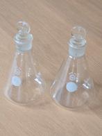 2 antieke 300ml Erlenmeyers - of conische kolven met stop, Antiek en Kunst, Ophalen of Verzenden