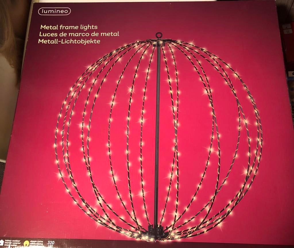 Lumineo Metalen verlichte bal 56cm NIEUW, Ophalen of Verzenden, Nieuw