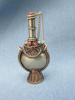 Oude ampul met koraal en turquoise inleg - 20e eeuw, Ophalen of Verzenden