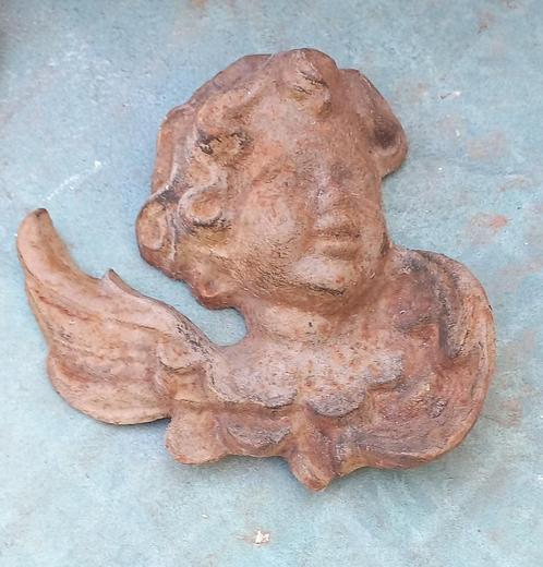 Mooi gietijzeren ornament engel, Tuin en Terras, Tuinwanddecoratie, Gebruikt, Ophalen of Verzenden