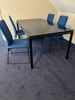 eettafel + eetkamerstoelen, Huis en Inrichting, Ophalen, Gebruikt, 50 tot 100 cm, Glas