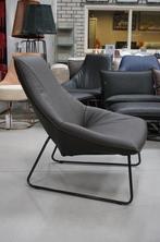 Luxe fauteuil BEAL Jess Design metaal leer donkerbruin (3 x), 75 tot 100 cm, Metaal, 75 tot 100 cm, Zo goed als nieuw