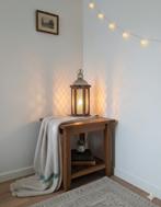 lantaarn hout met glas en aluminium 55cm, Ophalen, Zo goed als nieuw, Kandelaar, Hout