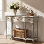 Clayre & Eef houten Wandtafel 120x38x85 cm, Huis en Inrichting, Tafels | Sidetables, 100 tot 150 cm, Nieuw, Ophalen of Verzenden