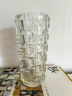 Vintage persglas vaas met geometisch patroon, Overige kleuren, Ophalen of Verzenden, Minder dan 50 cm, Glas