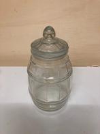 brocante glazen snoeppot/voorraadpot met mooie deksel, Ophalen of Verzenden