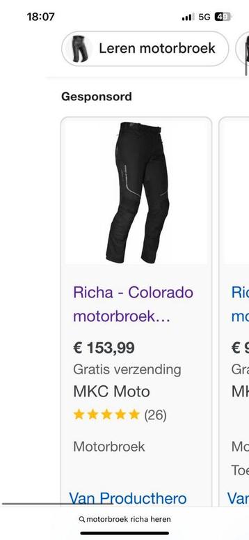 Motorbroek helemaal nieuw ! beschikbaar voor biedingen