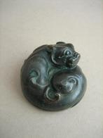 Antieke Chinese presse papier brons foo dog draak, Antiek en Kunst, Ophalen of Verzenden, Brons