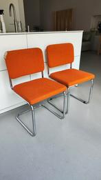 Twee buisframe eetkamerstoelen, Huis en Inrichting, Stoelen, Ophalen, Gebruikt, Twee