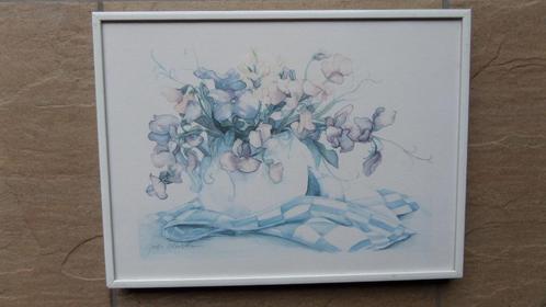 stil leven boeket van Jodi Hasen witte glans metalen lijst, Antiek en Kunst, Kunst | Schilderijen | Klassiek, Ophalen of Verzenden