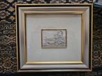 Vintage reliëf, Huisje en schip zilver., Ophalen of Verzenden