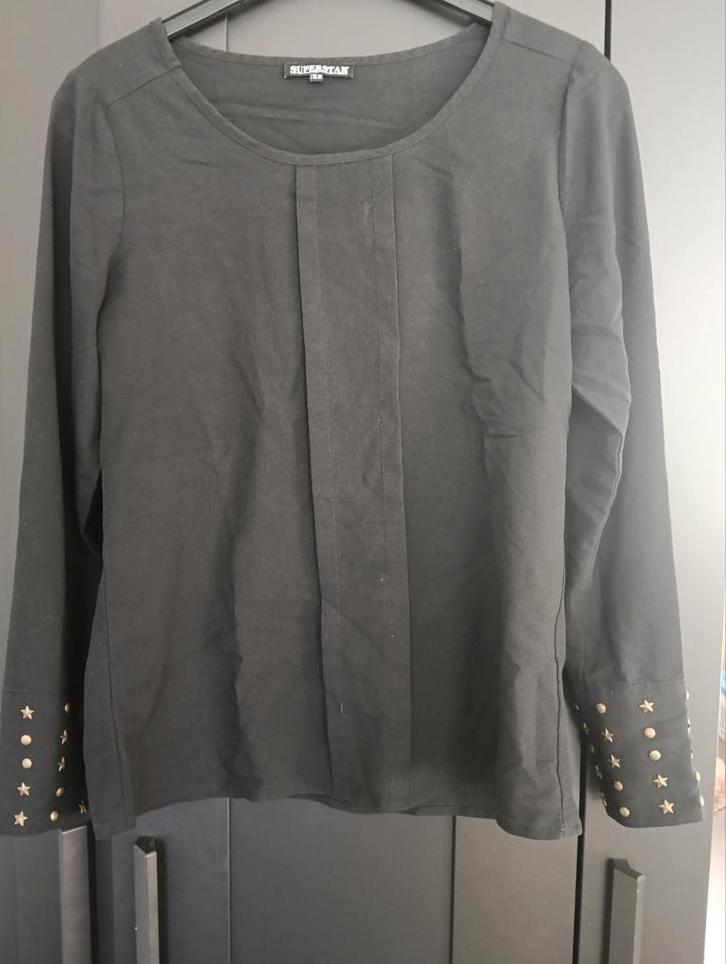 Zwarte Superstar blouse - XS, Kleding | Dames, Blouses en Tunieken, Zo goed als nieuw, Maat 34 (XS) of kleiner, Zwart, Ophalen of Verzenden