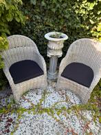 2 Wicker Tuinstoelen met Kussens, Ophalen of Verzenden, Gebruikt, Wicker