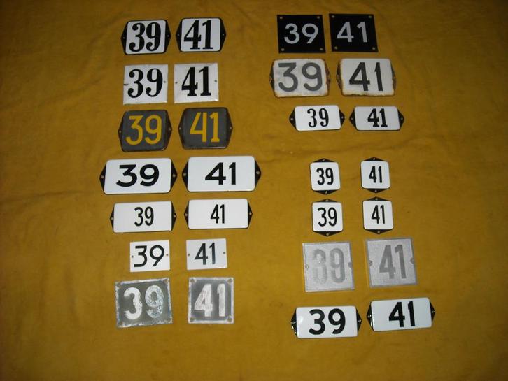 oud emaille huisnummer 39 en 41 ook 40 42 43 44 45 46 47 48, Antiek en Kunst, Antiek | Emaille, Ophalen of Verzenden