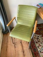 4 (kunst)lederen groene stoelen, Huis en Inrichting, Stoelen, Ophalen, Gebruikt, Overige kleuren, Leer