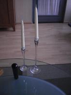 Kaarsenstandaard van glas 2 stuks 35+25cm Merk Krosno Poland, Antiek en Kunst, Antiek | Glas en Kristal, Ophalen of Verzenden