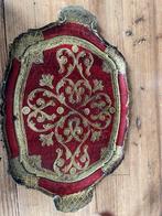 Mooi dieprood florentijns dienblad, Ophalen of Verzenden, Gebruikt, Rechthoekig, Hout